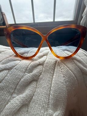 Tom Ford Women's Tortoise Cat-Eye Sunglasses - Amber Brown Frame, Dark Lenses